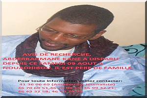 Echos de Nouadhibou: Avis de recherche, Abderrahmane Kane a disparu depuis le 09 Août 2014