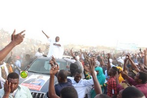 Le candidat Biram Dah Abeid préside un meeting à Rosso