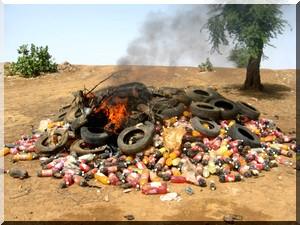 Destruction à Boghé de d’une quantité de 2000 mille bouteilles de boissons gazeuses.