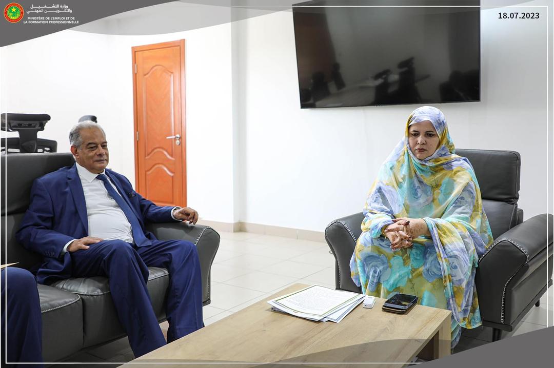 La Ministre de l’Emploi et de la Formation Professionnelle reçoit l’ambassadeur d’Algérie en Mauritanie 