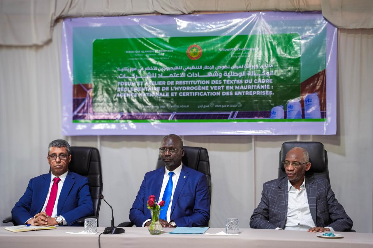 22/05/2026 08:29 - 
													La Mauritanie renforce son attractivité d'investissement par la décision de création de l'«Agence Nationale de l'Hydrogène Vert »