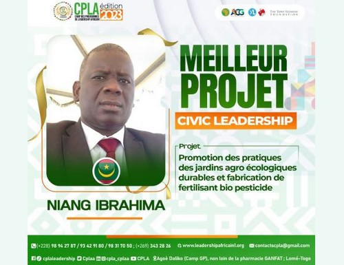 CPLA 2023 : Niang Ibrahima, lauréat, porteur du meilleur Projet Panafricain dans la catégorie civic leadership