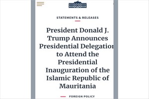 Trump représenté par une forte délégation à l’investiture de Ghazouani